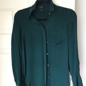 J. Crew Silk Green Dress Shirt
